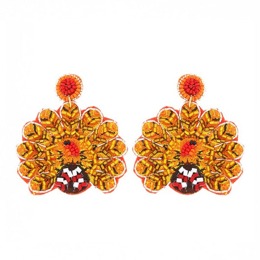 Thanksgiving Beaded Turkey Earrings