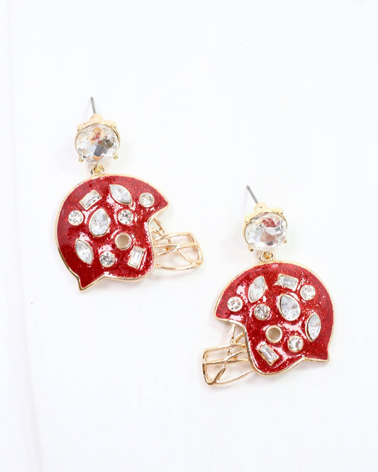 Caroline Hill Halsey Helmet Earring Burgundy White