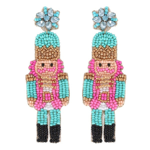 Nutcracker Christmas Beaded Earrings