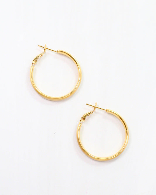 Caroline Hill London Medium Worn Gold Hoop Earrings