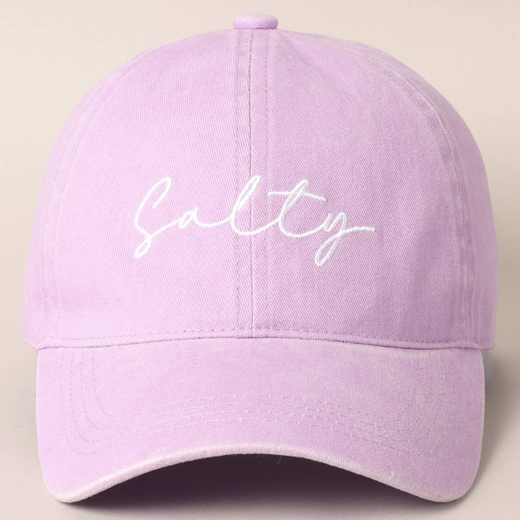 Salty Lettering Embroidery Baseball Cap- Hot Pink