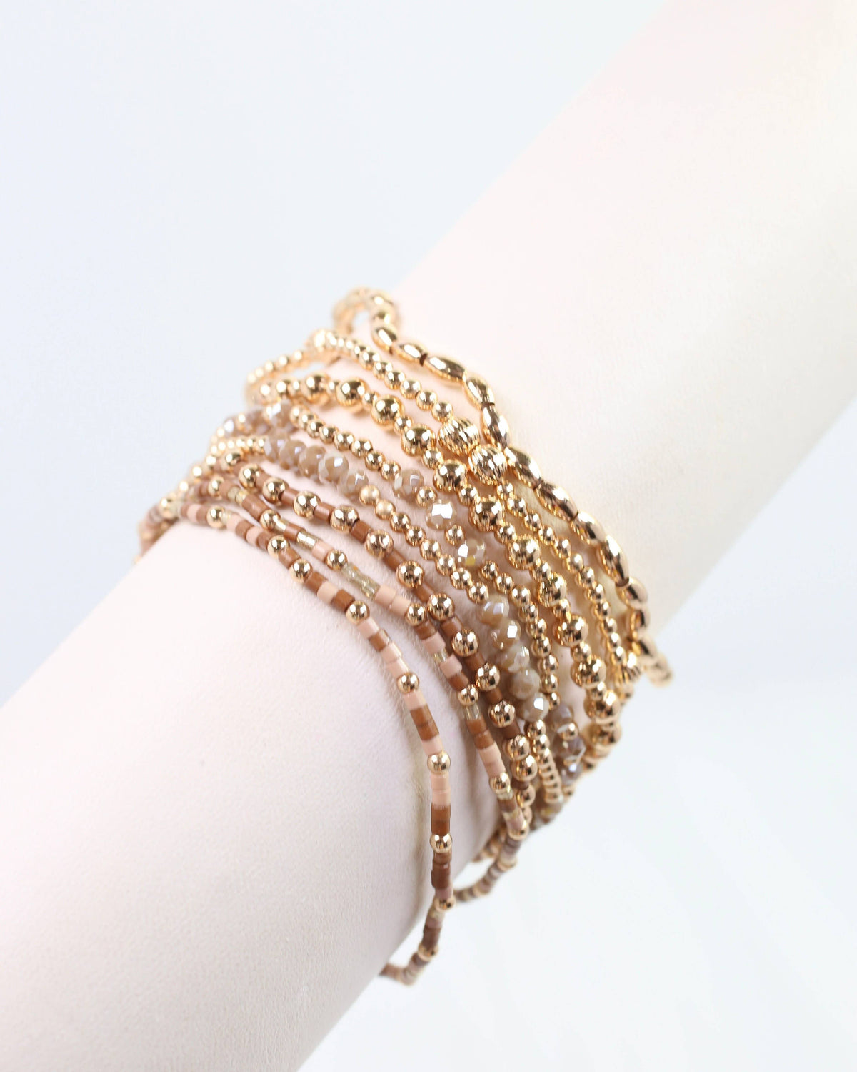 Caroline Hill Gabriela Natural & Gold Beaded Bracelet Stack