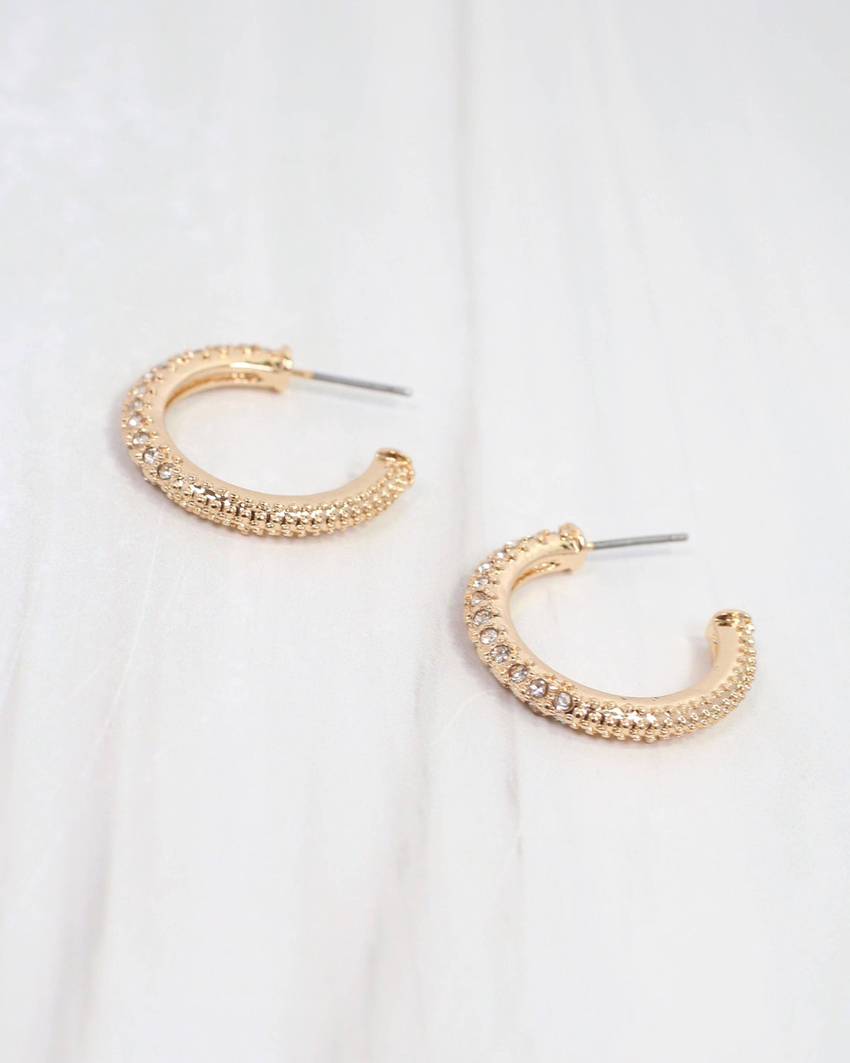 Caroline Hill Mill Creek Pavé Gold Hoop Earrings