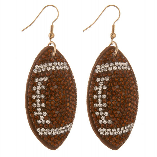 Rhinestone Football Drop Earrings