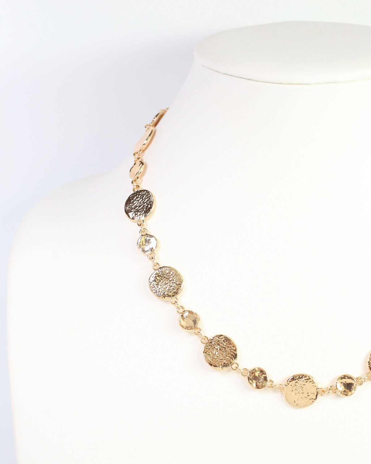 Caroline Hill Danvers Gold Hammered Circle Long Necklace 42"