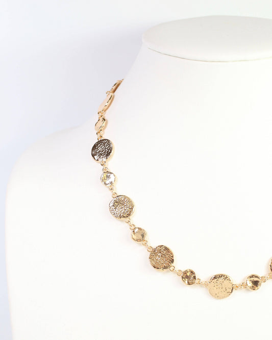 Caroline Hill Danvers Gold Hammered Circle Long Necklace 42"