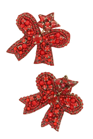Christmas Bow Post Dangle Earrings