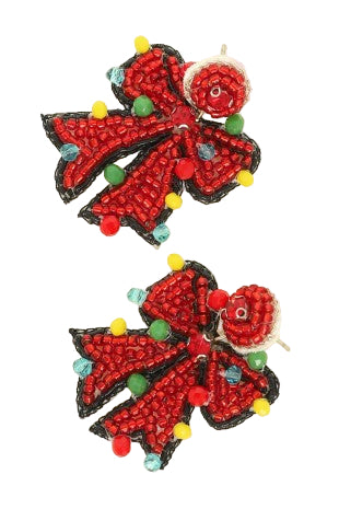 Christmas Bow Post Dangle Earrings