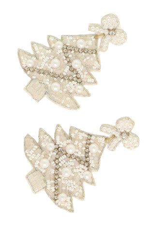 White Christmas Tree Post Earrings