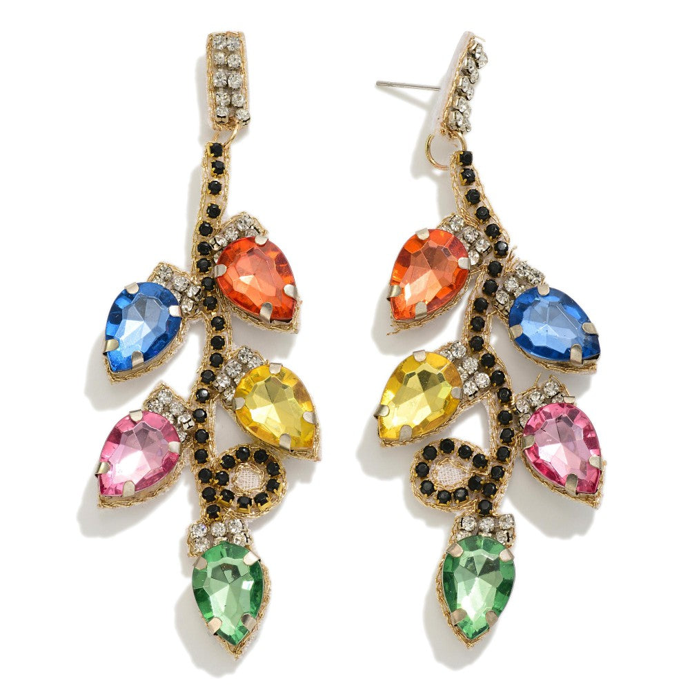 Rhinestone Studded Christmas Light Drop Earrings