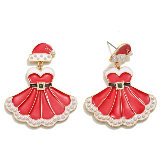 Jingle Bell Rock Christmas Dress Drop Earrings