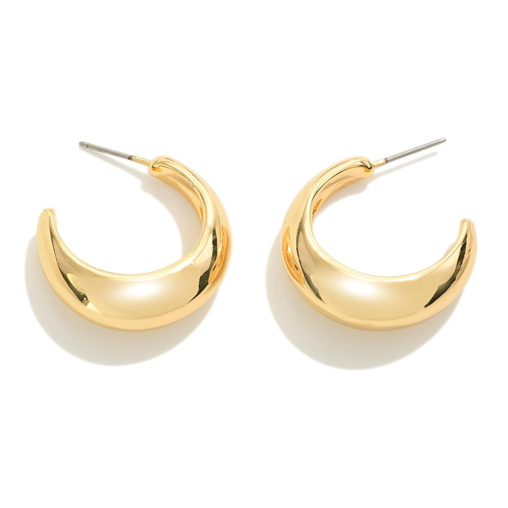 Tapered Metal Hoop Earrings - Gold