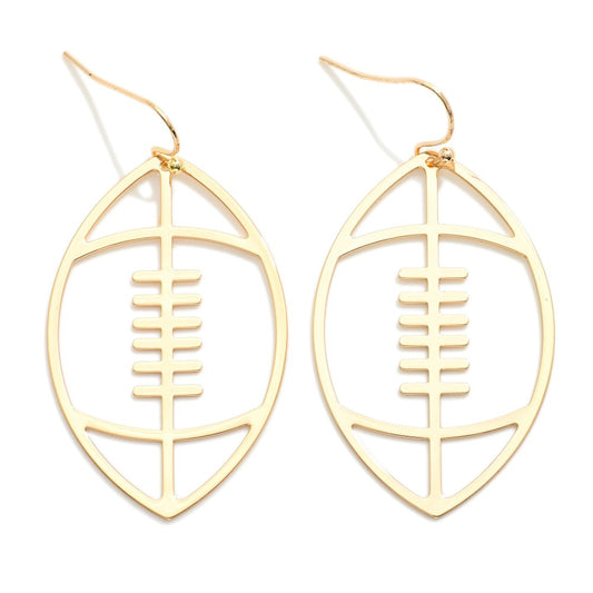 Metal Football Outline Drop Earrings - Gold