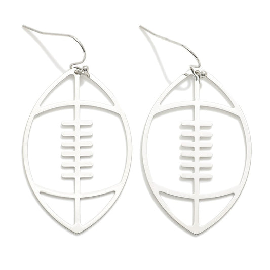 Metal Football Outline Drop Earrings - Silver