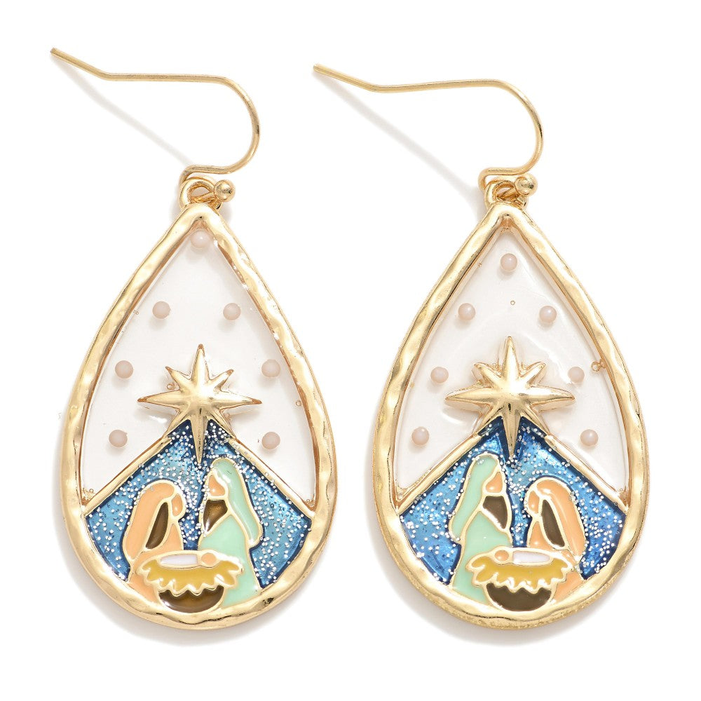 Stained Glass Nativity Drop Earring