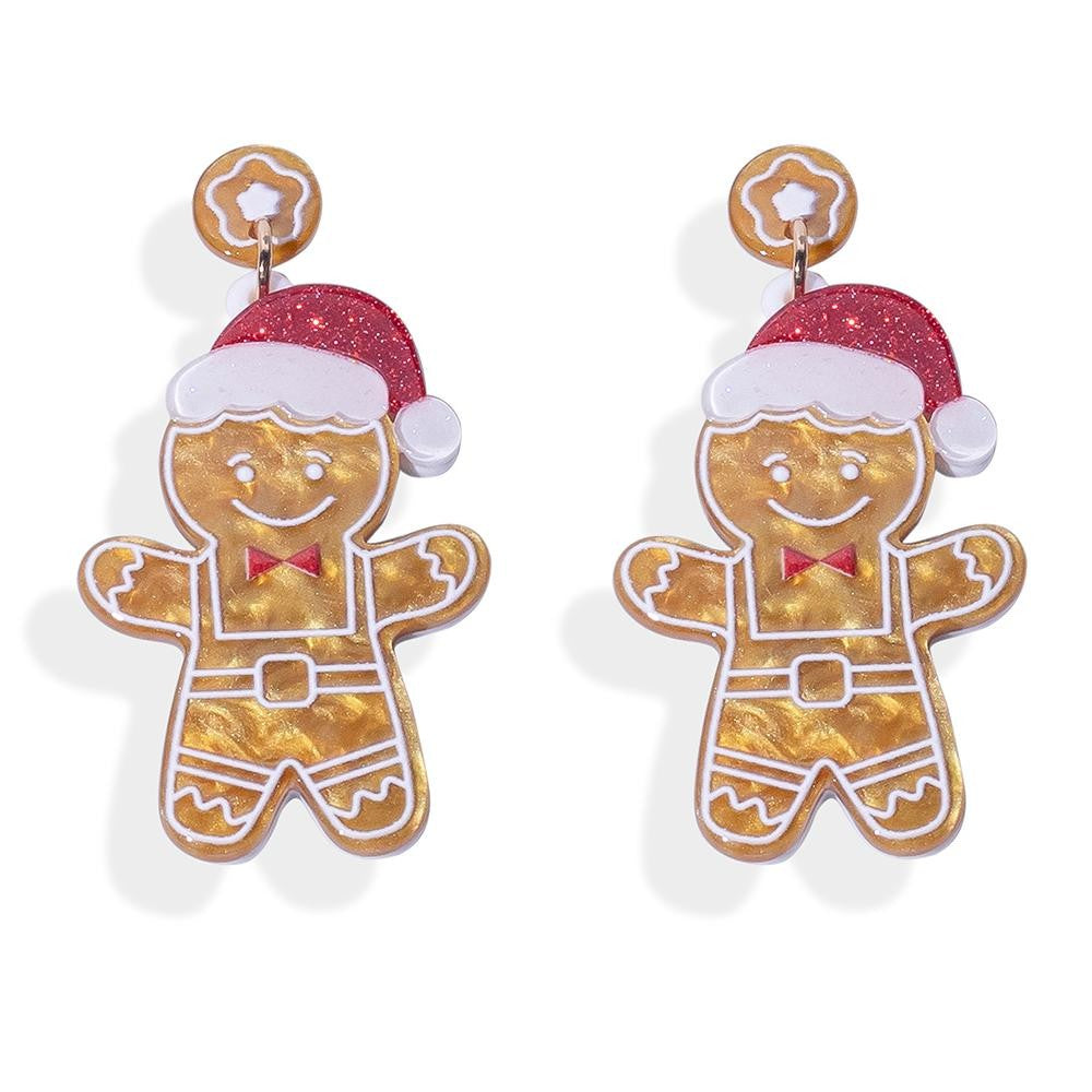 Acetate Gingerbread Man Post Drop Earrings