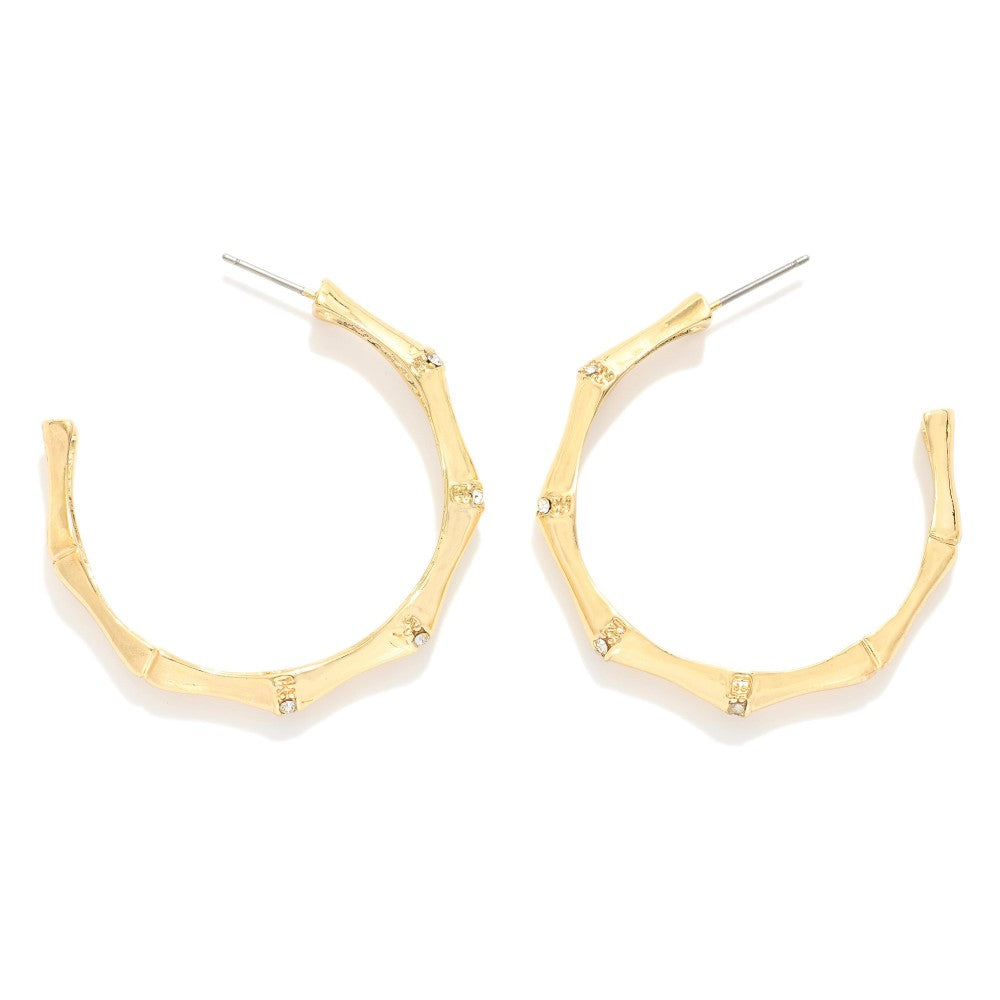 Metal Tone Bamboo Hoop Earrings