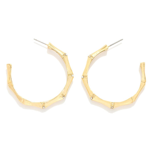 Metal Tone Bamboo Hoop Earrings