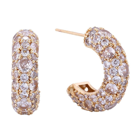 Do Everything In Love Pave Cubic Zirconia Hoop Earrings - Gold