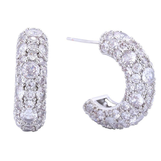 Do Everything In Love Pave Cubic Zirconia Hoop Earrings - Silver