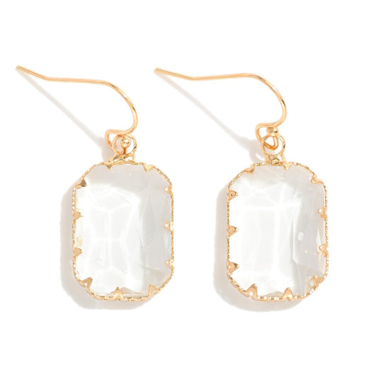Rectangular Glass Crystal Drop Earrings