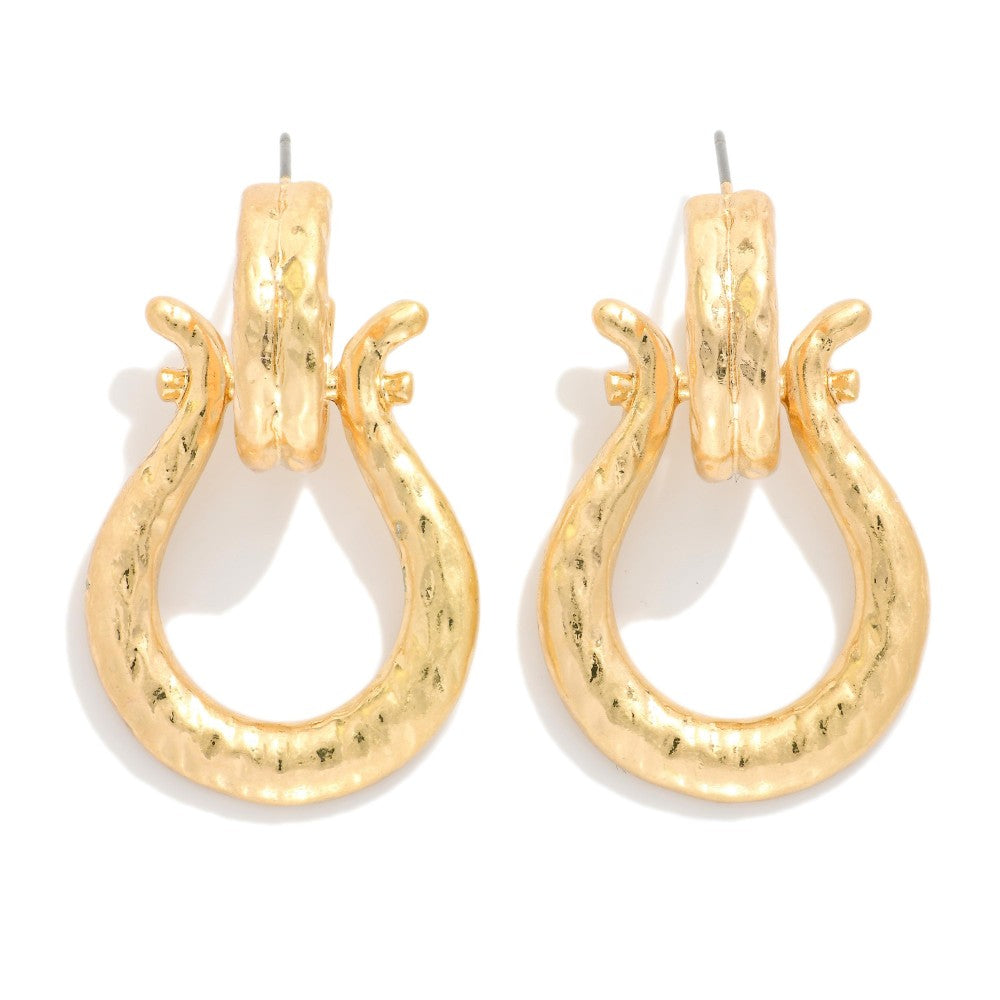 Metal Tone Circle Door Knocker Drop Earring