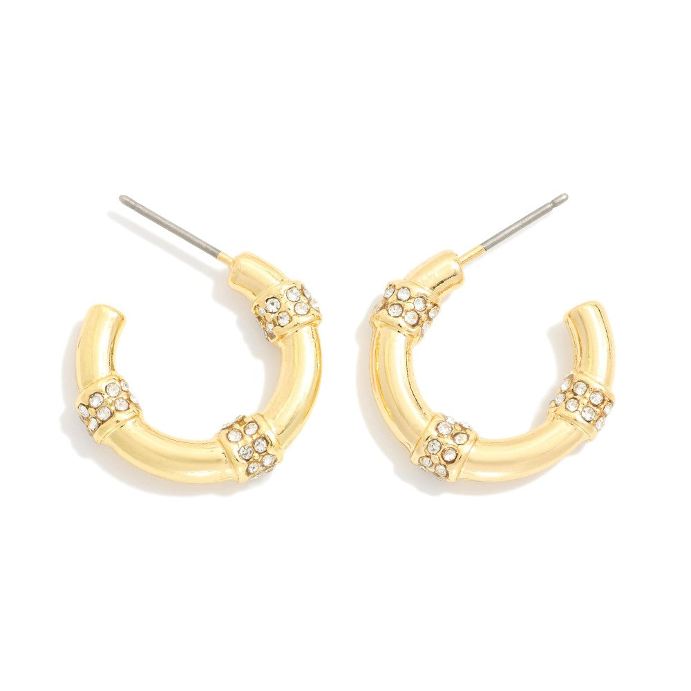 Hoop Drop Earrings Featuring Rhinestones