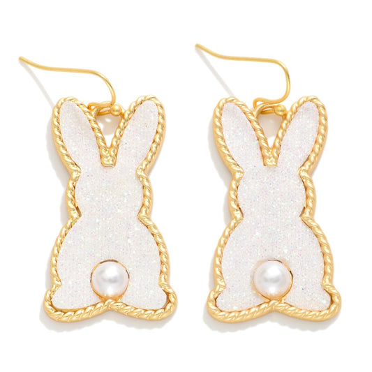 Glitter Easter Bunny Drop Earrings