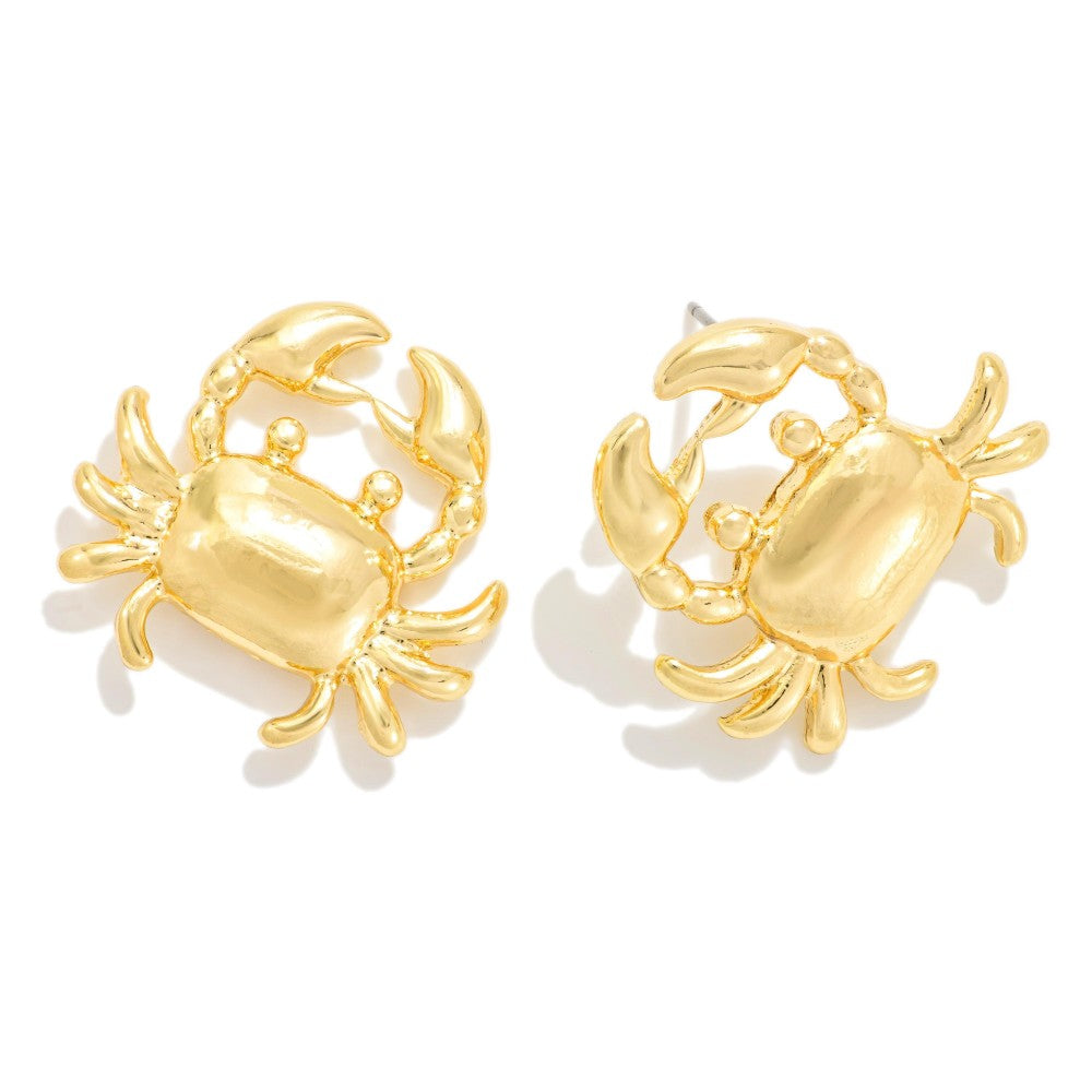 Metal Tone Crab Post Drop Earrings