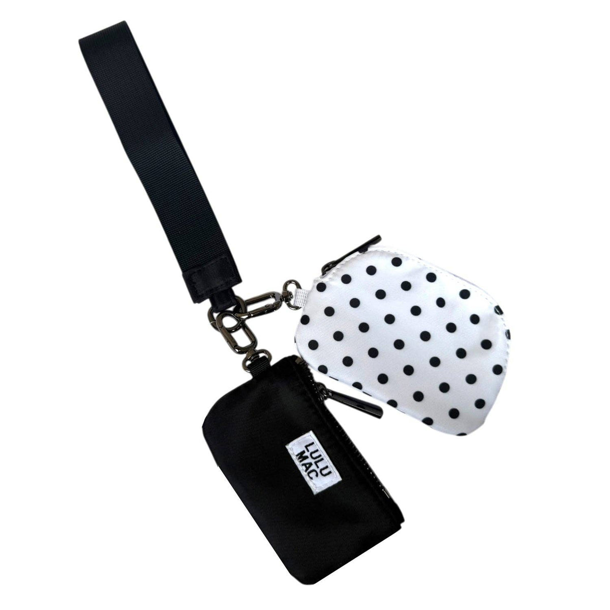 Lulu Mac Black White Polka Dot Double Pouch Wristlet