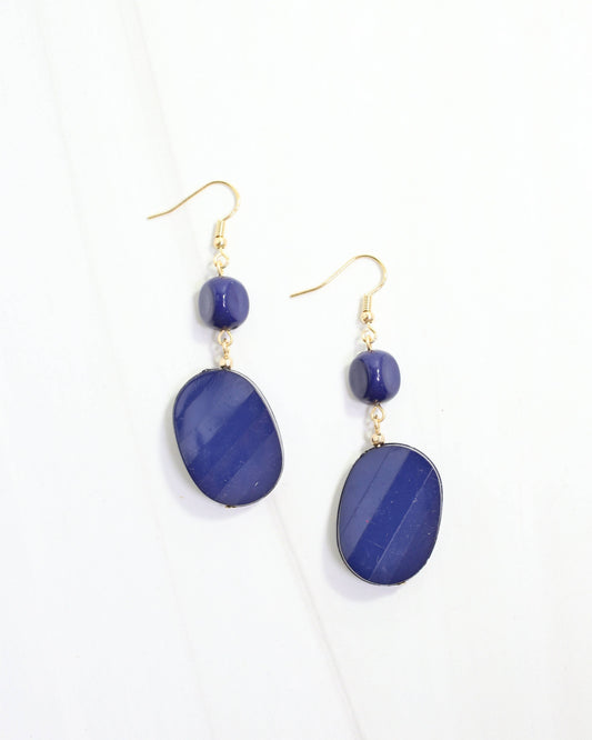 Caroline Hill Adair Court Navy Beaded Drop Earrings