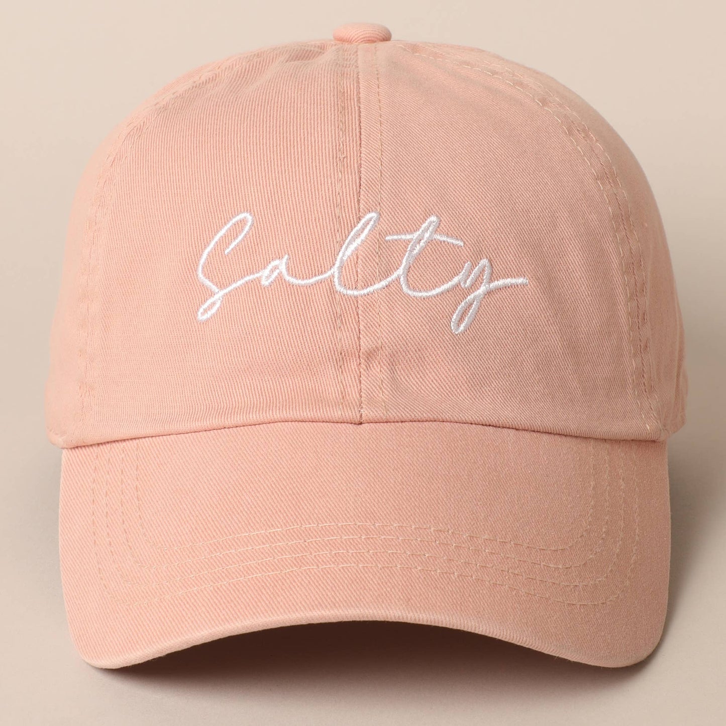 Salty Lettering Embroidery Baseball Cap- Hot Pink