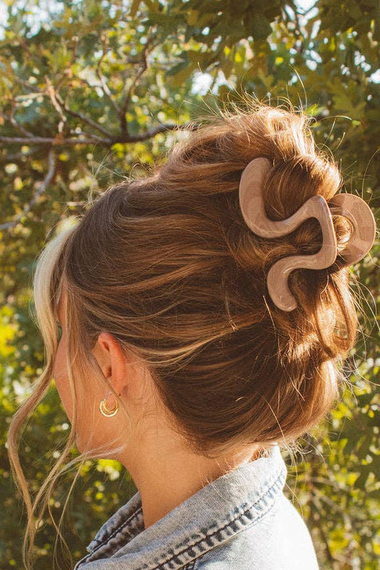 Andi Taupe Swirl Wave Large Hair Claw Clip 4.5 Inch