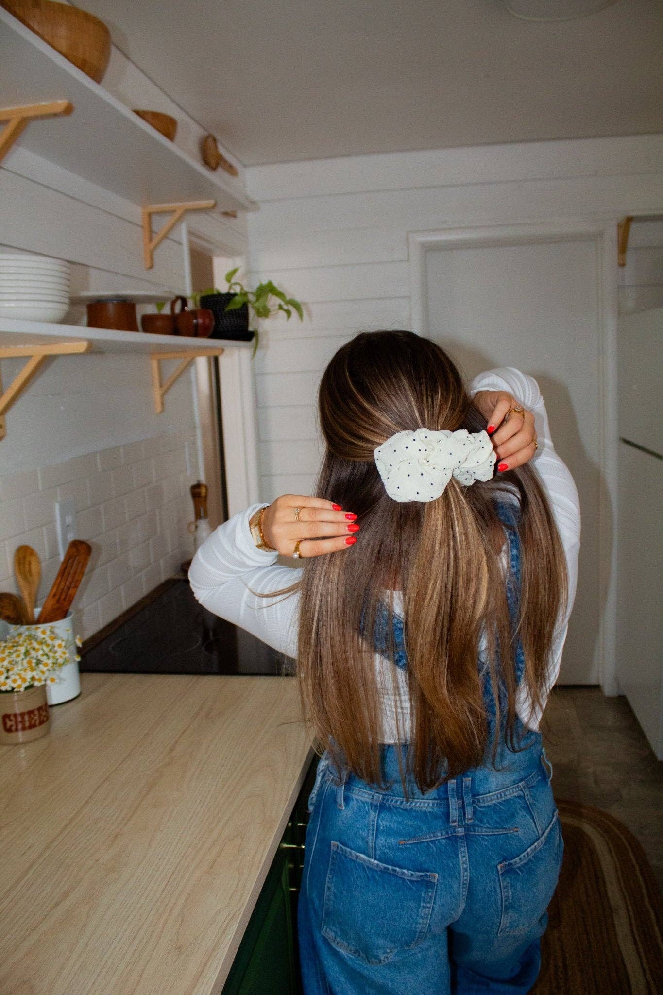 Andi Cream Black Polka Dot Jumbo Scrunchie