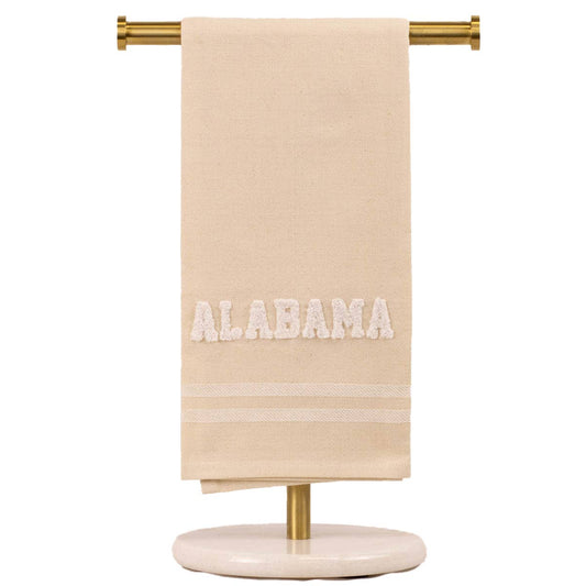 Alabama Embroidery Hand Towel  Oat/Soft White 20x28