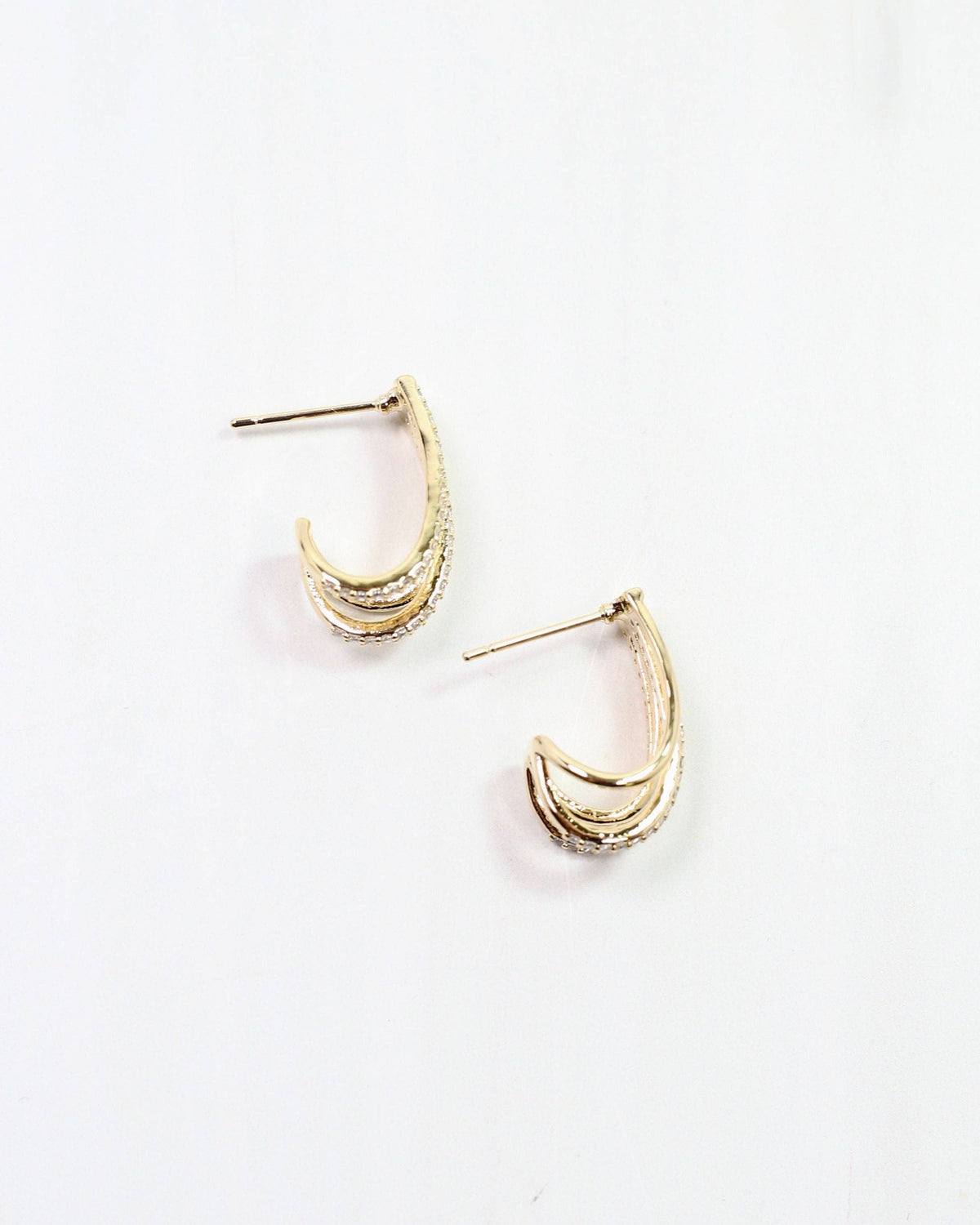 Caroline Hill St. John Gold Crystal Huggie Earrings