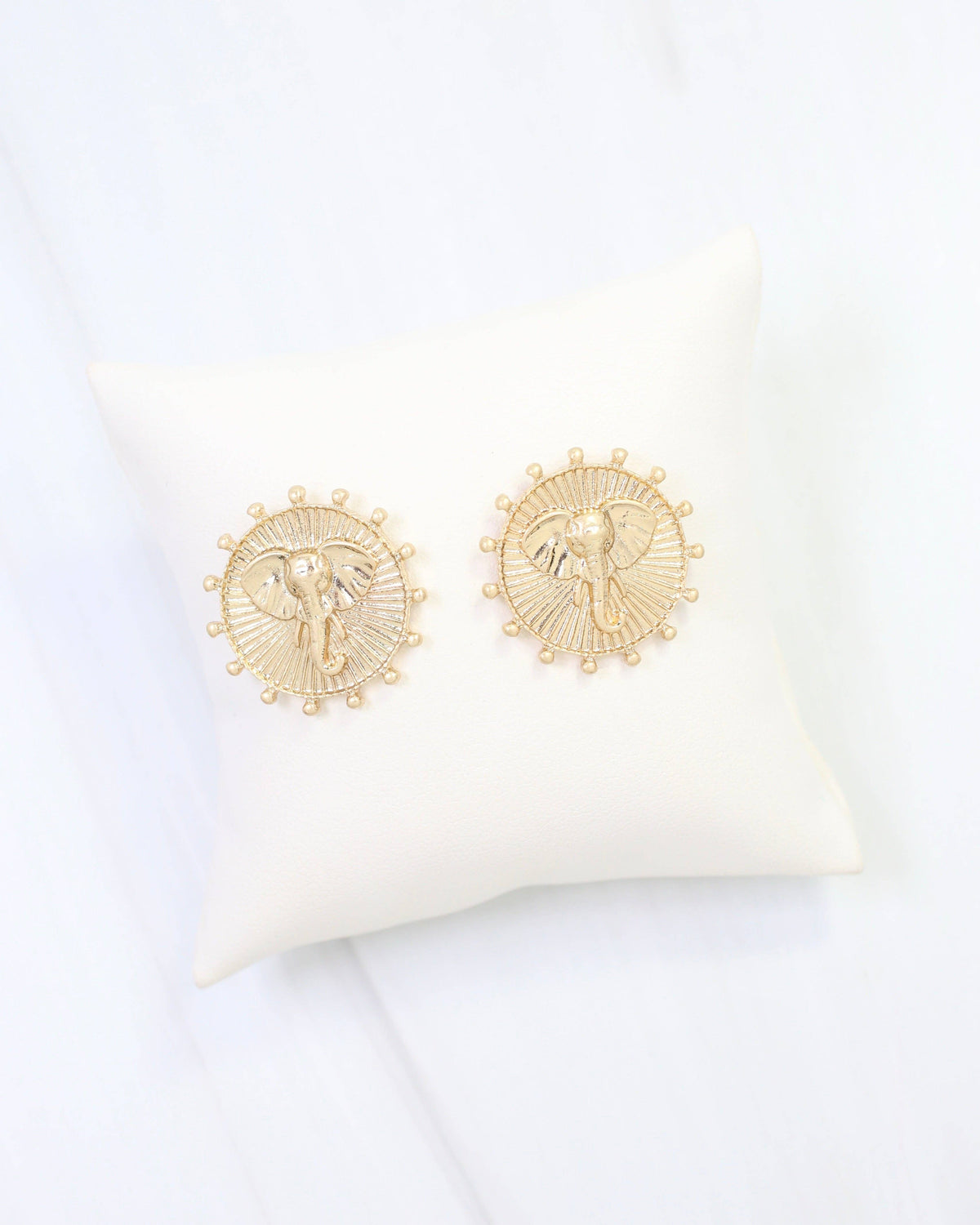 Caroline Hill Carmen Worn Gold Coin Stud Earrings