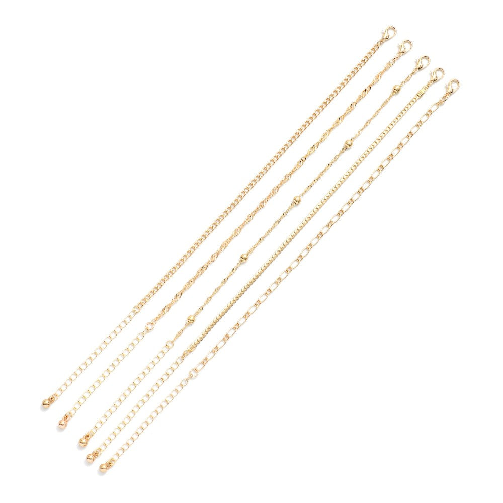 Set Of Five Chain Link Bracelets - (003)