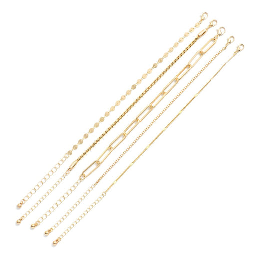 Set Of Five Chain Link Bracelets - (004)
