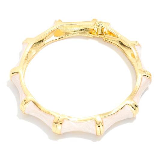 Marbled Enamel Bamboo Hinged Bangle Bracelet