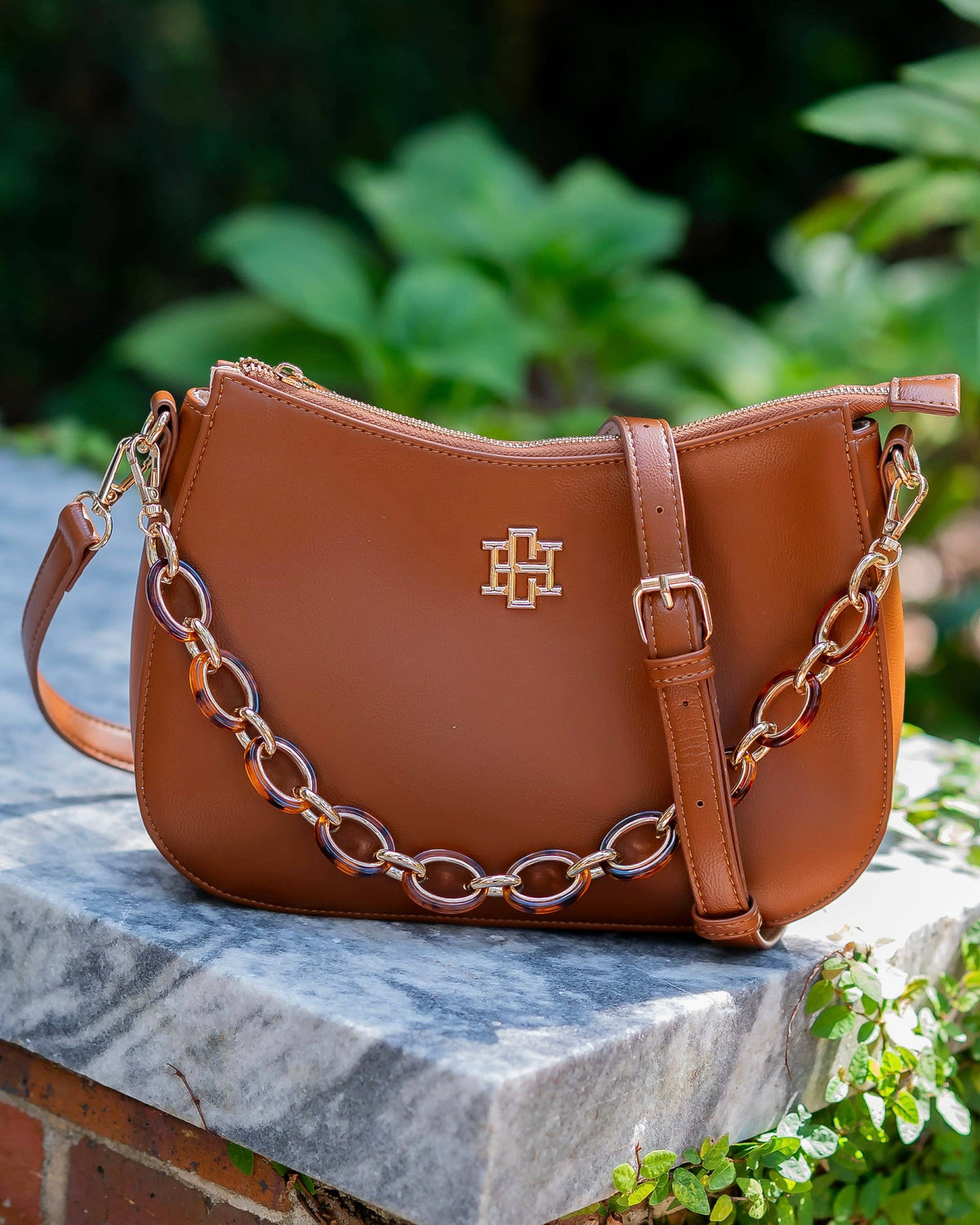 Caroline Hill Charlee Saddle Brown Crossbody Bag