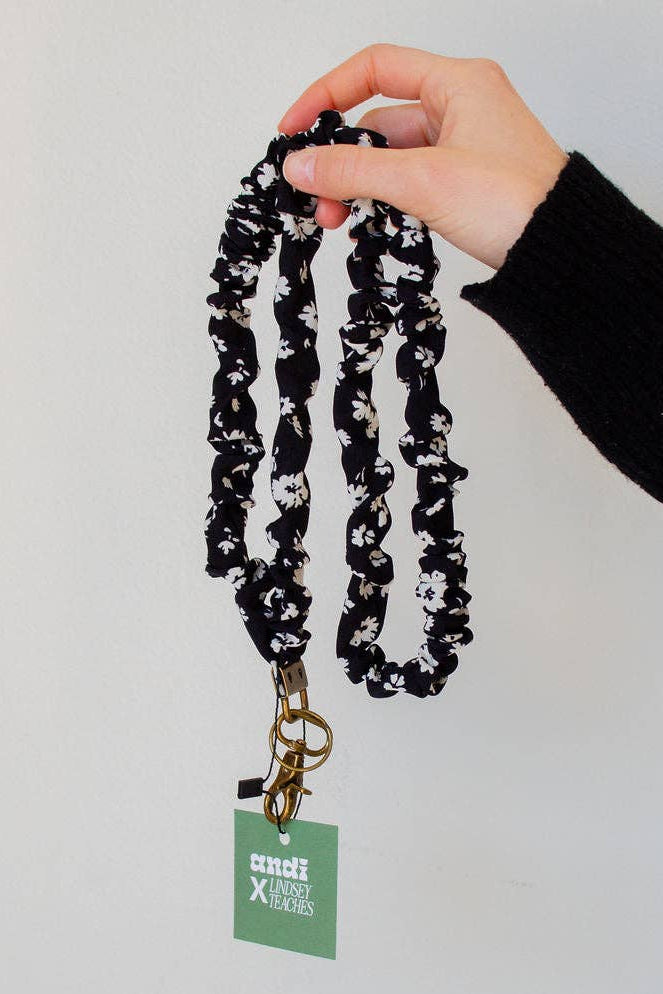 Andi Onyx Floral Lanyard