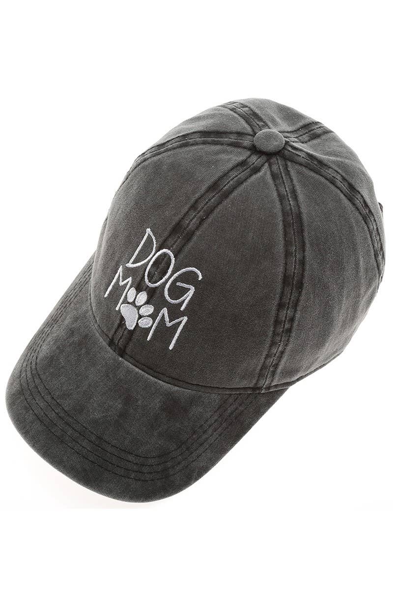 Dog Mom Embroidered Cotton Baseball Caps Dad Hat- Black