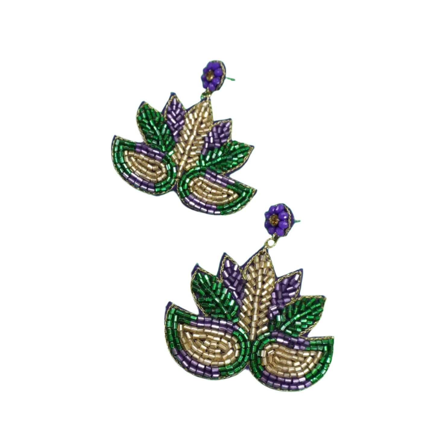 Mardi Gras Mask Beaded Earrings