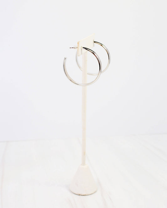 Caroline Hill Edison Warm Worn Silver Hoop Earrings