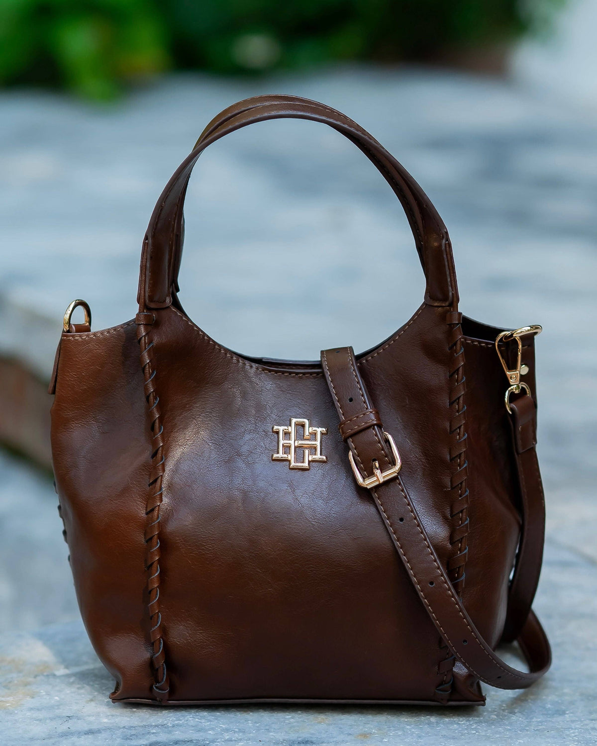 Caroline Hill Allison Distressed Chocolate Mini Tote Crossbody Bag