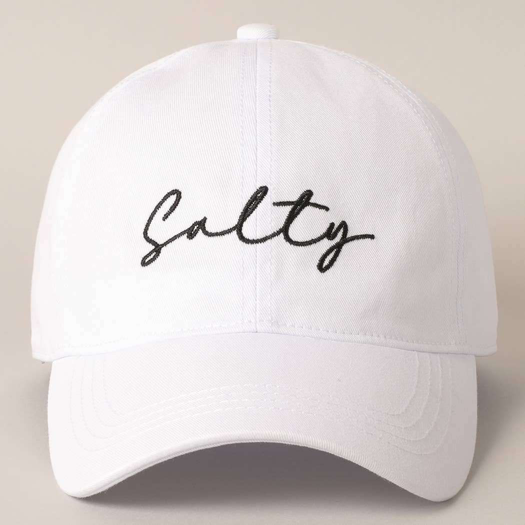 Salty Lettering Embroidery Baseball Cap- Hot Pink