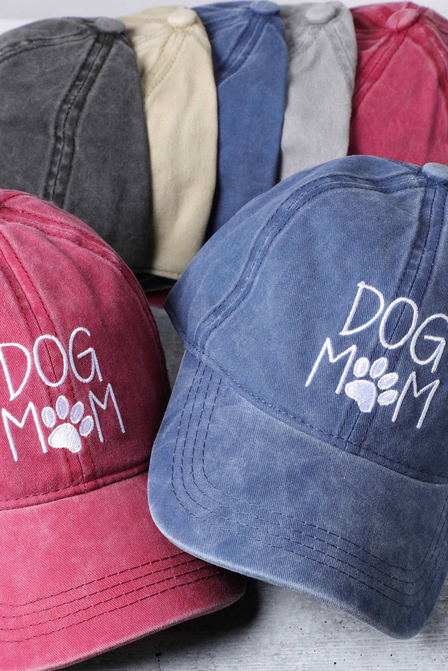 Dog Mom Embroidered Cotton Baseball Caps Dad Hat- Black