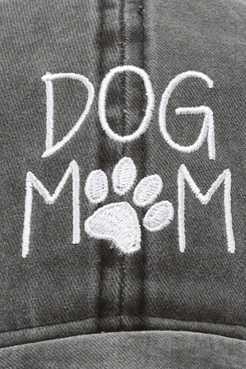 Dog Mom Embroidered Cotton Baseball Caps Dad Hat- Black