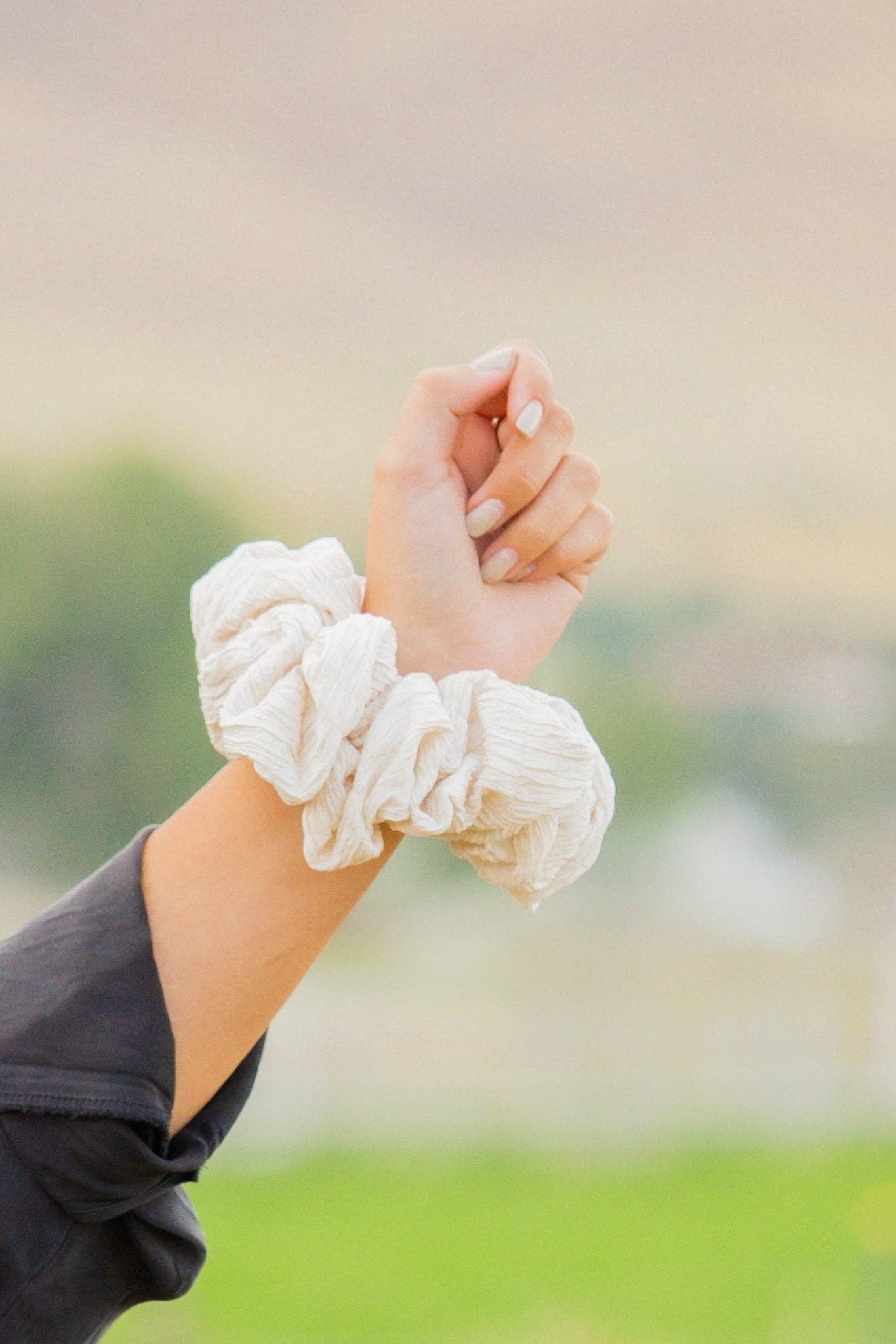 Andi Magnolia Cream Textured Jumbo Scrunchie